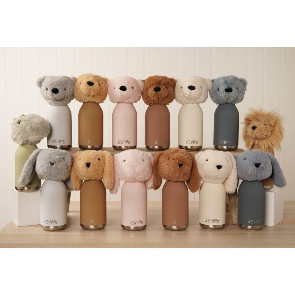 Childrens Stainless Steel Water Bottle Removable Plush Character Head